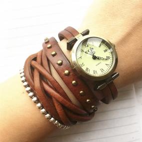 img 1 attached to Genuine Leather Wrist Wrap Watch: MINILUJIA Women's Watches in Brown - Elegant Timepiece