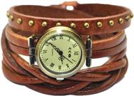 genuine leather wrist wrap watch: minilujia women's watches in brown - elegant timepiece logo