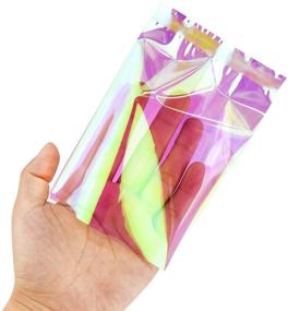 img 2 attached to 🎃 200 Pieces Iridescent Holographic Cellophane Treat Bags with Twist Ties Set - Includes 100 Bags (5" x 7") and 100 Twist Ties for Halloween Party Candy Gift Packaging