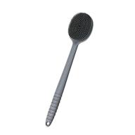 premium silicone back scrubber and shower face scrubbers, bath body brush with a comfortable handle, bpa-free, non-slip (gray) logo