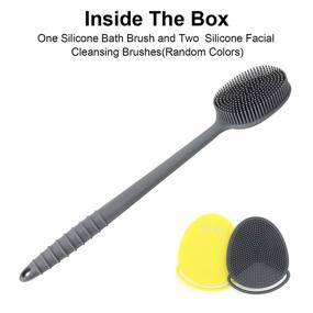 img 1 attached to Premium Silicone Back Scrubber and Shower Face Scrubbers, Bath Body Brush with a Comfortable Handle, BPA-Free, Non-Slip (Gray)