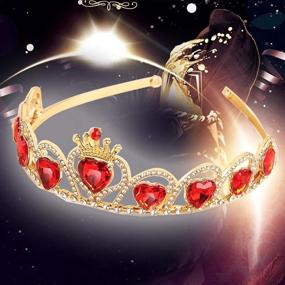 img 2 attached to IDOXE Red Heart Crown and Necklace Set - Evie Gold Tiara for Descendants Costume, Queen of Hearts Fan Jewelry Gift for Teen Girls Party