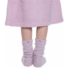 img 1 attached to 🧦 Barefoot Dreams CozyChic Youth Socks - Heathered Lilac/White Stripe, Universal Size