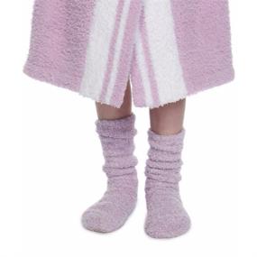 img 2 attached to 🧦 Barefoot Dreams CozyChic Youth Socks - Heathered Lilac/White Stripe, Universal Size
