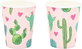 img 1 attached to 🌵 Succulent Cactus Fiesta Bundle: Pink Plates, Napkins, Cups, Cutlery & Tablecloth (Serves 24, 169 Pieces)