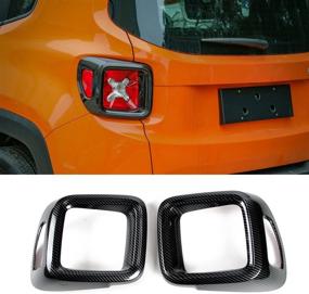 img 4 attached to 🚘 1Pair RT-TCZ Carbon Fiber ABS Car Tail Light Cover Guard Rear Lamp Frame Decoration Trim for 2016-2018 Jeep Renegade