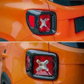 img 2 attached to 🚘 1Pair RT-TCZ Carbon Fiber ABS Car Tail Light Cover Guard Rear Lamp Frame Decoration Trim for 2016-2018 Jeep Renegade