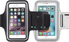 img 4 attached to 📱 2Pack Water-Resistant Cell Phone Armband for iPhone 8, 7, 6, 6S PLUS, Galaxy Note 8/S7 Edge/S8/S8+ - Adjustable Reflective Workout Band with Key Holder (Silver/Black)