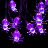 🎃 gigalumi halloween string lights: 40 led 15ft purple spider lights, battery operated, 8 lighting modes - perfect halloween party & yard decorations логотип