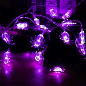 img 3 attached to 🎃 GIGALUMI Halloween String Lights: 40 LED 15ft Purple Spider Lights, Battery Operated, 8 Lighting Modes - Perfect Halloween Party & Yard Decorations