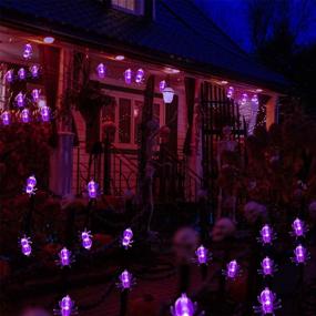 img 1 attached to 🎃 GIGALUMI Halloween String Lights: 40 LED 15ft Purple Spider Lights, Battery Operated, 8 Lighting Modes - Perfect Halloween Party & Yard Decorations