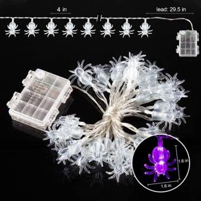 img 2 attached to 🎃 GIGALUMI Halloween String Lights: 40 LED 15ft Purple Spider Lights, Battery Operated, 8 Lighting Modes - Perfect Halloween Party & Yard Decorations