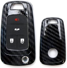 img 4 attached to IJDMTOY (1) Exact Fit Glossy Black Carbon Fiber Smart Key Fob Shell Cover Compatible With Chevrolet GMC 3 4 Or 5 Buttons Folding Key Fob (Camaro Cruze Malibu SS Spark Volt