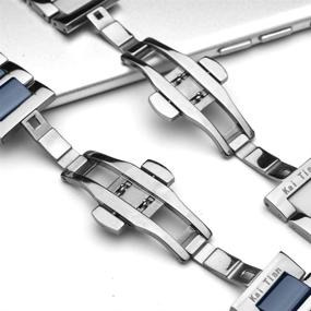 img 2 attached to Stylish and Durable Kai Tian Stainless Steel Ceramic Watch Bands for Men with Butterfly Buckle