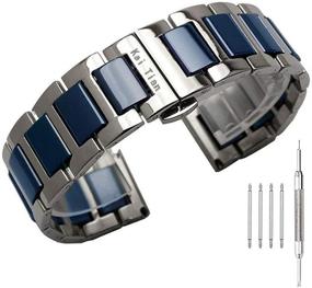 img 4 attached to Stylish and Durable Kai Tian Stainless Steel Ceramic Watch Bands for Men with Butterfly Buckle