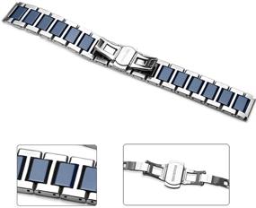 img 1 attached to Stylish and Durable Kai Tian Stainless Steel Ceramic Watch Bands for Men with Butterfly Buckle