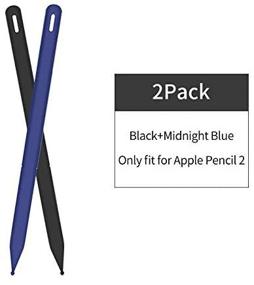 img 3 attached to 🖋️ PERFECTSIGHT 2 Pack Silicone Sleeve Compatible with Apple Pencil 2nd Generation - Navy Blue+Black, Soft Protective Case Cover with Grip Holder and 2 Nib Covers - Ideal iPad Pencil Skin Accessories