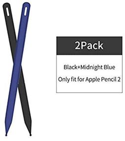 img 1 attached to 🖋️ PERFECTSIGHT 2 Pack Silicone Sleeve Compatible with Apple Pencil 2nd Generation - Navy Blue+Black, Soft Protective Case Cover with Grip Holder and 2 Nib Covers - Ideal iPad Pencil Skin Accessories