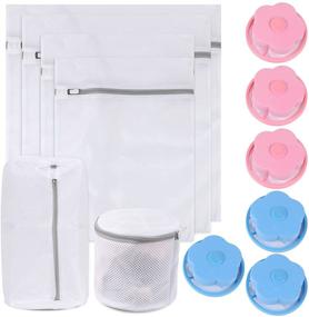 img 4 attached to 🧺 EVERMARKET 12 Pack Kit: Set of 6 Laundry Bags with Reusable Floating Lint Mesh Bags - Portable Washer Lint Catcher, Hair Filter Net Pouch, Washer Hair Catcher