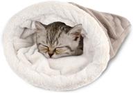 cozy and self-warming cat sleeping bag: soft fluffy bed for indoor cats, small dogs, and all size cats - washable and cute mat in grey logo