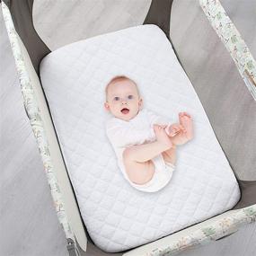 img 3 attached to Bamboo Waterproof Pack N Play Mattress Protector - Premium Terry, Soft & Smooth Mini Crib Mattress Pad for Playard