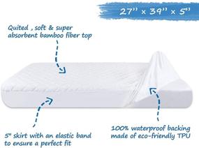 img 2 attached to Bamboo Waterproof Pack N Play Mattress Protector - Premium Terry, Soft & Smooth Mini Crib Mattress Pad for Playard