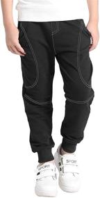 img 3 attached to 👖 Yameekamulga Boy's Cotton Comfy Tapered Sweatpants - Casual & Outdoor Kids Jogging Running Pants, Ideal for All Seasons