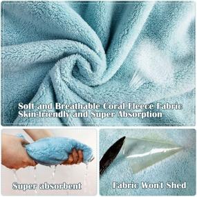 img 1 attached to 👩 Large Microfiber Hair Towel for Women - Quick Drying Turbans with Button Design for Wet Curly Hair, Anti-Frizz & Absorbent - 11x28 inch Size - Ideal for Long Hair (Blue Pink Yellow)