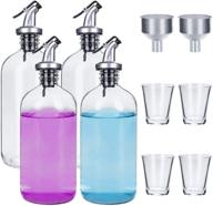 🍶 bekith 4 pack 16-ounce glass mouthwash dispenser: pour spout, refillable bottles with shot glasses and funnels logo