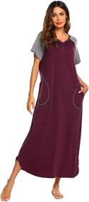 img 3 attached to Ekouaer Nightgown Loungewear Sleepwear Pockets Women's Clothing for Lingerie, Sleep & Lounge