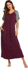 img 1 attached to Ekouaer Nightgown Loungewear Sleepwear Pockets Women's Clothing for Lingerie, Sleep & Lounge