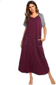 img 4 attached to Ekouaer Nightgown Loungewear Sleepwear Pockets Women's Clothing for Lingerie, Sleep & Lounge