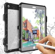 📱 waterproof ipad 10.2 2019 case - acase 7th generation ip68 waterproof cover with strap, stand, pencil holder, built-in screen protector, rugged shockproof design logo