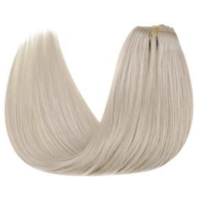 img 2 attached to Premium 16 Inch Real Human Hair Clip in Extensions - Color 60 Platinum Blonde, Double Weft, 120g 7pcs