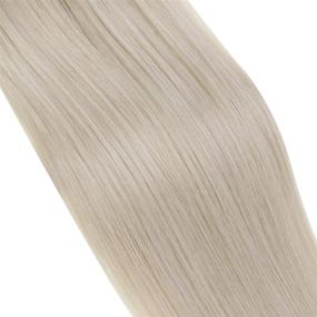 img 1 attached to Premium 16 Inch Real Human Hair Clip in Extensions - Color 60 Platinum Blonde, Double Weft, 120g 7pcs