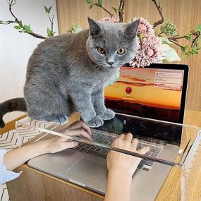 img 3 attached to 🐱 Anti-Cat Clear Acrylic Keyboard Cover Protector: 2-in-1 Bridge Protector and Monitor Stand