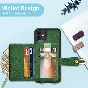 img 1 attached to ZVE Rivet Wallet Case Compatible With IPhone 12/IPhone 12 Pro Case With Credit Card Holder Slot Wrist Strap Shoulder Chain Zipper Leather Purse For IPhone 12 Pro/IPhone 12 6