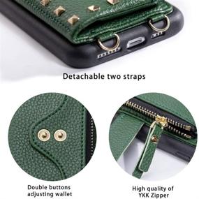 img 2 attached to ZVE Rivet Wallet Case Compatible With IPhone 12/IPhone 12 Pro Case With Credit Card Holder Slot Wrist Strap Shoulder Chain Zipper Leather Purse For IPhone 12 Pro/IPhone 12 6