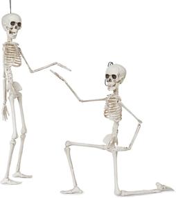 img 4 attached to Decorlife Set of 2 Posable Skeleton Halloween Decorations, 16-inch Full Body Skeletons for Home, Party, Haunted House, Graveyard Scenes, and Pirate Décor