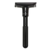 river lake double edge safety shaving razor rz700: adjustable matte black razor with long handle for a classic and safe shave (1 razor & 10 pcs titanium coated blades) logo