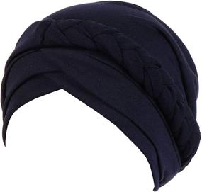 img 3 attached to 🎗️ Stylish Pre-Tied Twisted Braid Chemo Cap: Ethnic Bohemian Headwear for Cancer Patients