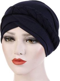 img 2 attached to 🎗️ Stylish Pre-Tied Twisted Braid Chemo Cap: Ethnic Bohemian Headwear for Cancer Patients