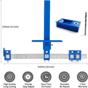 img 3 attached to 🔧 Adjustable Cabinet Hardware Jig Position Tool Punch Locator Template Drill Guide for Door and Drawer Knobs and Handles, with Storage Bag