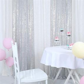 img 1 attached to Shimmering Elegance: Eternal Beauty Sequin Curtains for Events & Celebrations - Silver, 2FTx8FT