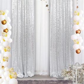 img 2 attached to Shimmering Elegance: Eternal Beauty Sequin Curtains for Events & Celebrations - Silver, 2FTx8FT