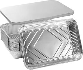 img 4 attached to Convenient Pack of 25 Disposable Aluminum Foil Pans with Lids - Ideal for Cooking, Heating, and Food Storage