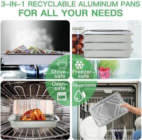 img 1 attached to Convenient Pack of 25 Disposable Aluminum Foil Pans with Lids - Ideal for Cooking, Heating, and Food Storage