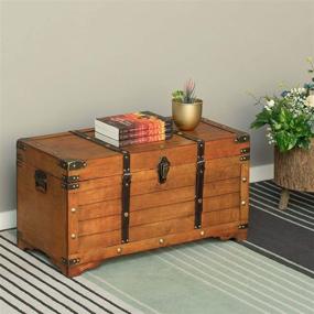 img 3 attached to 🔒 Rustic Wooden Storage Trunk with Lockable Latch - Vintiquewise, Large Brown Design