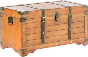 img 4 attached to 🔒 Rustic Wooden Storage Trunk with Lockable Latch - Vintiquewise, Large Brown Design