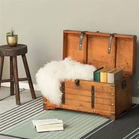 img 1 attached to 🔒 Rustic Wooden Storage Trunk with Lockable Latch - Vintiquewise, Large Brown Design